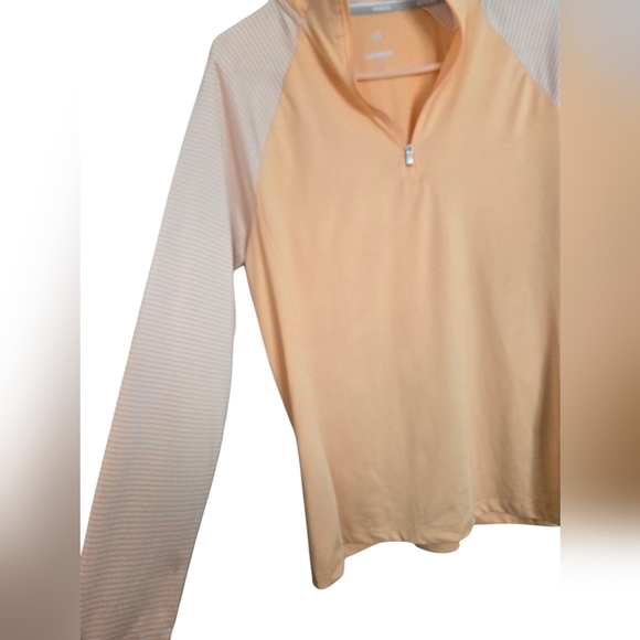 Adidas Women's Golf Pullover Mock Neck Quarter Zip Long Sleeve Large Peach Color - Picture 4 of 7